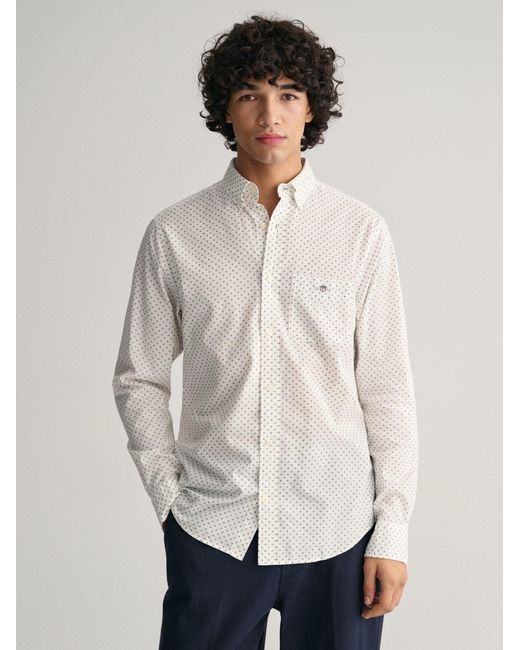 Gant White Eggshell Micro Print Shirt for men