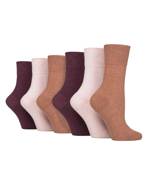 IOMI Pink 6 Pack Ladies Non Elastic Cotton Diabetic Socks With Seamless Toe