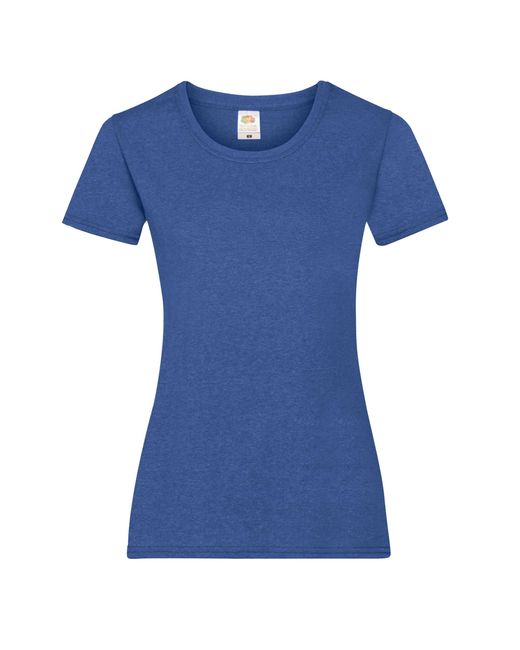 Fruit Of The Loom Blue Ladies/ Lady-Fit Valueweight Short Sleeve T-Shirt (Pack Of 5) (Retro Heather Royal)