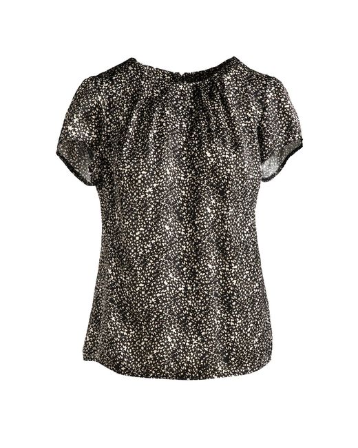 Conquista Black Short Sleeve Satin Viscose Top By Fashion