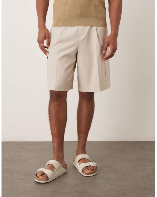 ASOS Natural Smart Cargo Shorts for men