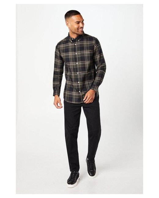 MAINE Black Matrix Check Long Sleeve Shirt for men