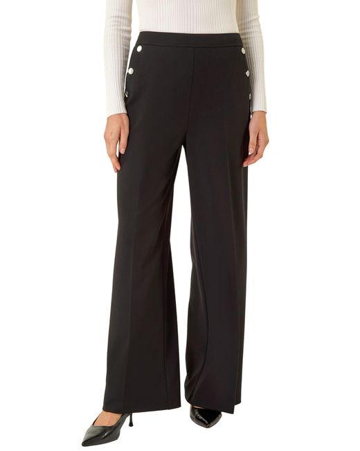 Roman Black Button Pocket Full Length Trousers