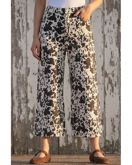 D.u.s.k Gray Cow Print Wide Leg Jean