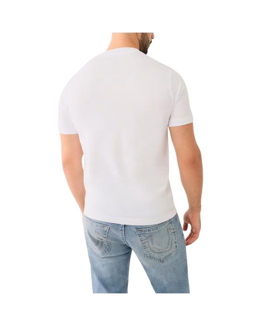 True Religion Blue 700165 T Shirts Crew Neck Short Sleeve Summer Soft Cotton Tee for men