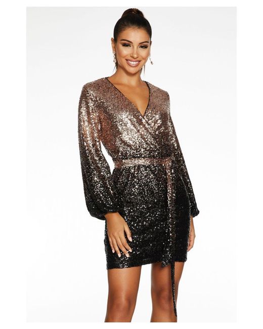 Quiz rose gold and black dress sale