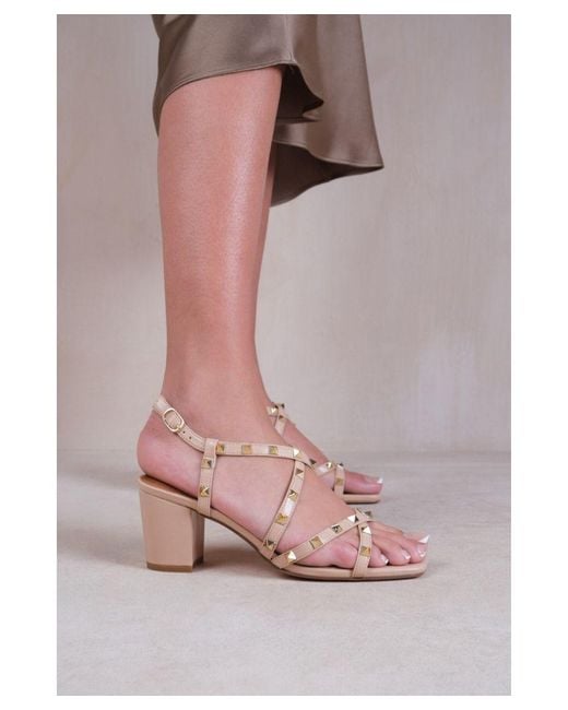 Where's That From Pink 'Intense' Strappy Block Heel Sandals With Stud Detail