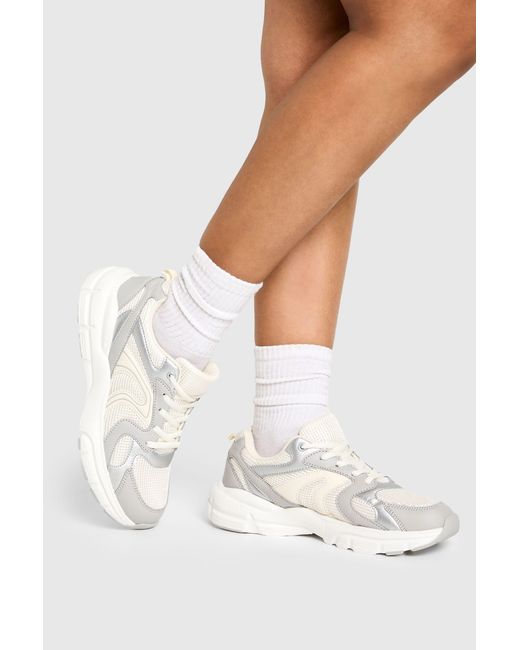 Boohoo White Contrast Chunky Sports Sneakers