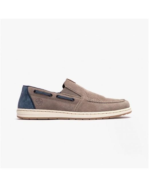 Rieker White 18266-42 Leather Deck Shoes for men