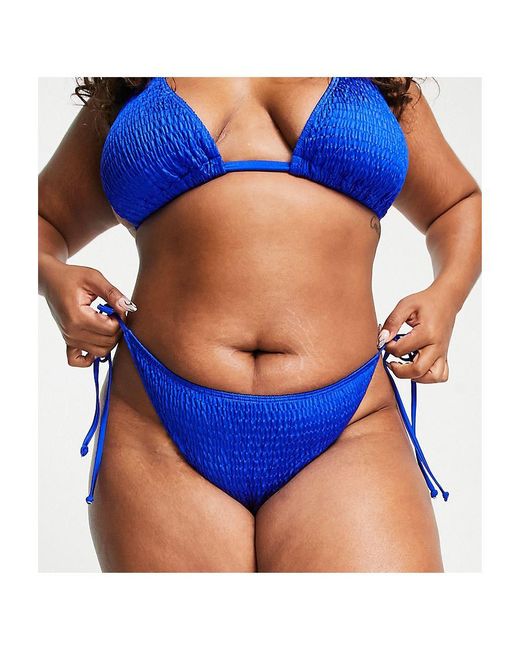 South Beach Blue Curve Exclusive Crinkle Tie Side Bikini Bottom