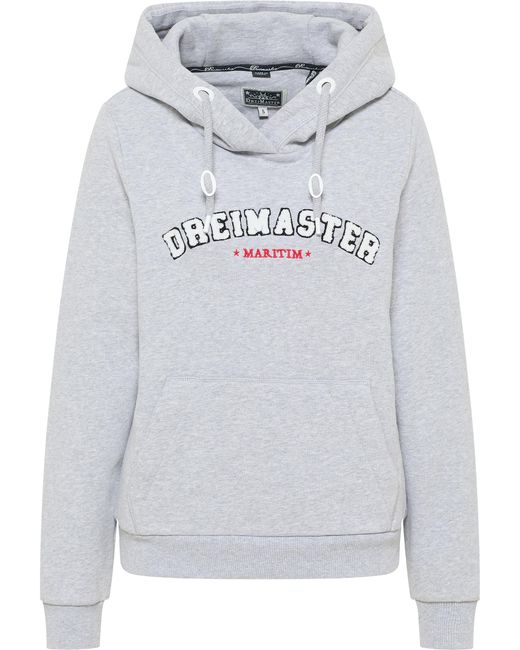 Dreimaster Hoodie Dames Licht Grijs Melange in het Gray