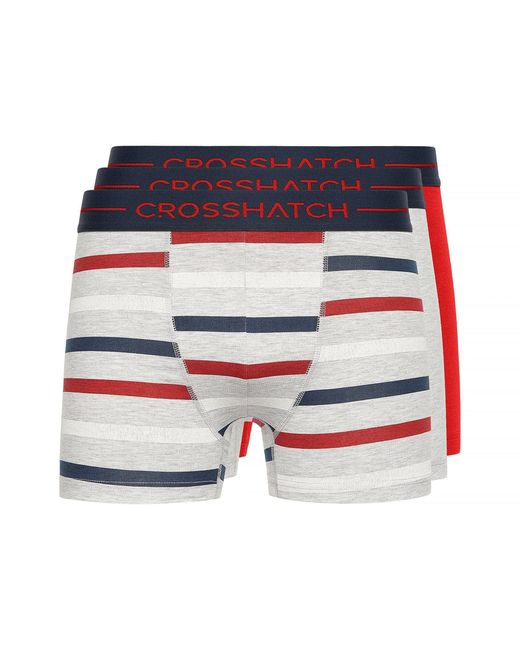 Crosshatch Warbler Boxershorts (set Van 3) (rood/grijs Marl/navy) in het Blue voor heren