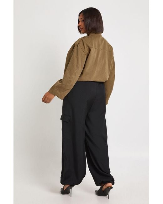 Boohoo Black Plus Elasticated Cuff Cargo Trouser