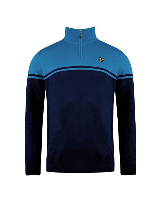 Lyle & Scott Blue Croft Golf Sweater Wool for men