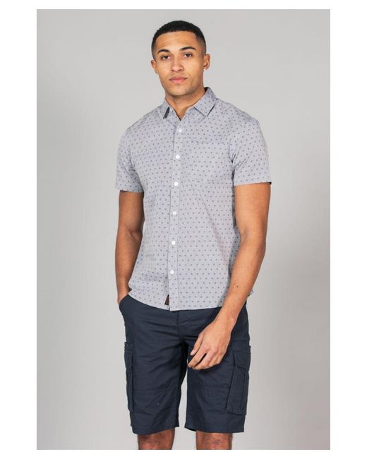 Tokyo Laundry White Light Cotton Short Sleeve Button-Up Printed Shirt With Chest Pocket for men