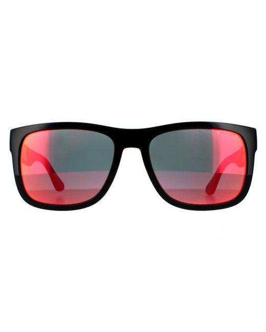 Tommy Hilfiger Black Rectangle Mirror Sunglasses for men