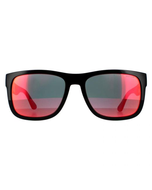 Tommy Hilfiger Black Rectangle Mirror Sunglasses for men