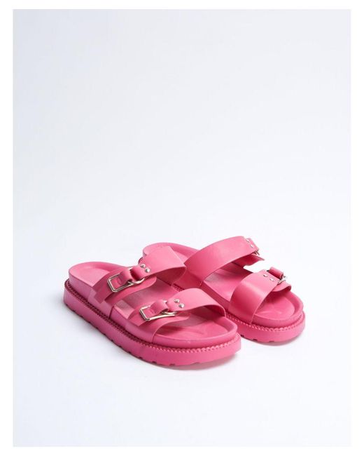 Blue Vanilla Pink Vanilla Two Strap Buckle Sandals
