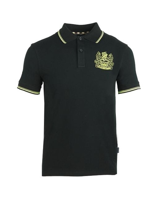Aquascutum Black Aldis Crest Polo Shirt Cotton for men