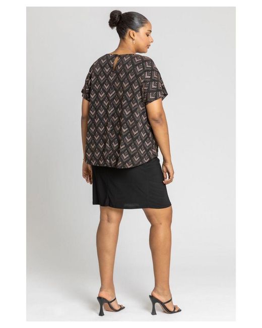 Roman Curve Black Glitter Embellished Contrast Dress