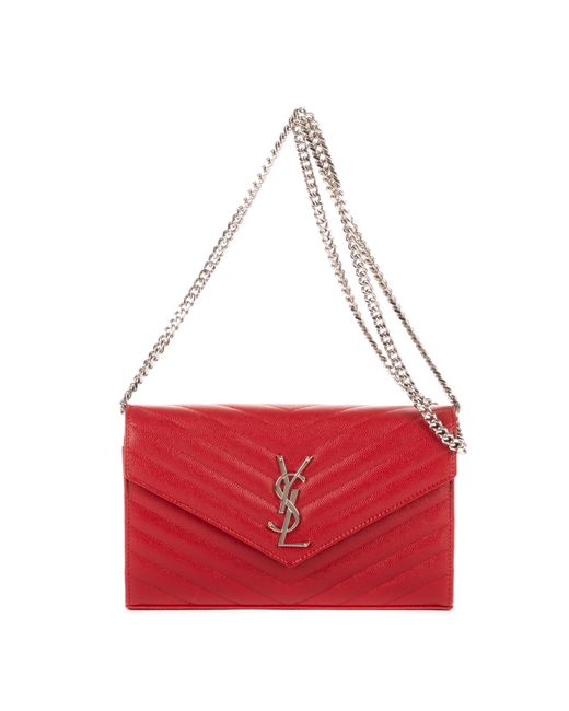Saint Laurent Red Wallet On Chain Shoulder Bag
