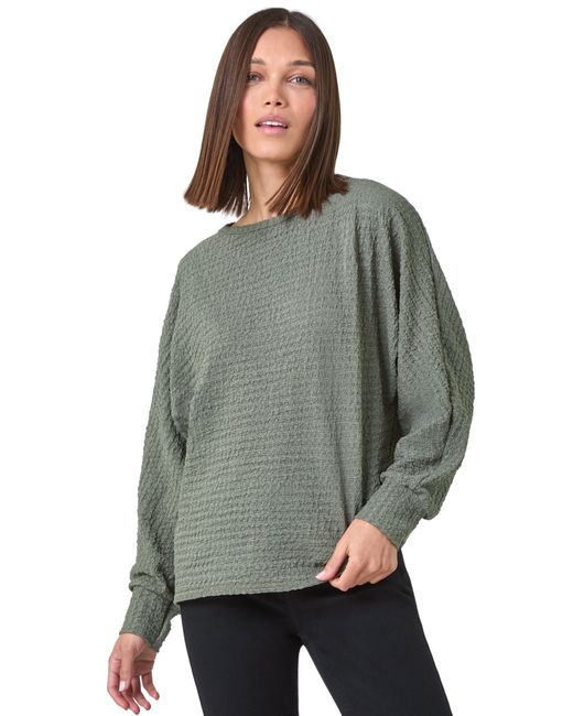 Roman Gray Plain Long Sleeve Textured Jersey Top