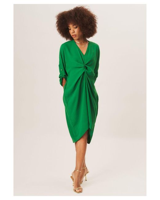 Gini London Green Twisted Front V Neck Mini Dress