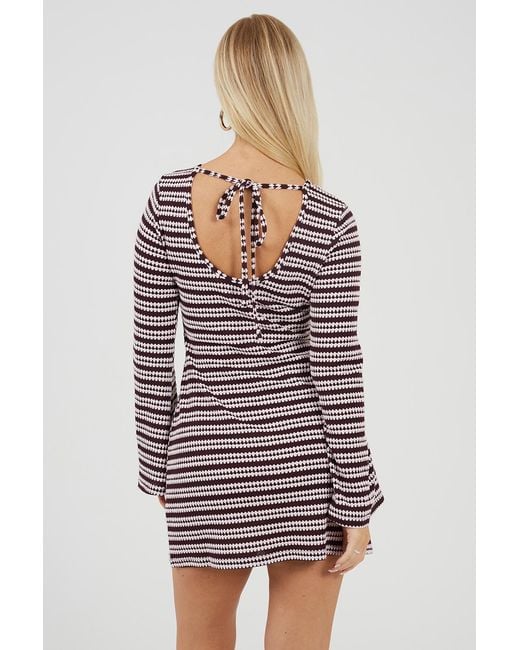 Brave Soul Textured Long Sleeve Stripe Mini Dress