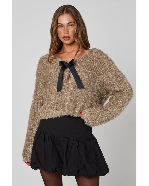 Urban Bliss Metallic Tinsel Bow Cardigan