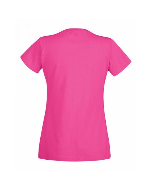 Fruit Of The Loom Pink Ladies Lady-Fit Valueweight V-Neck Short Sleeve T-Shirt ()