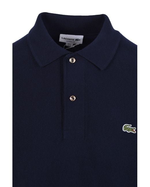 Lacoste Blue Knitted Polo Shirt Cotton for men