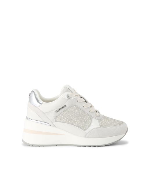 Carvela Kurt Geiger White High Rise Pearl Sneakers