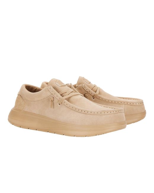 HeyDude Natural Wally X Suede Boat Shoes for men