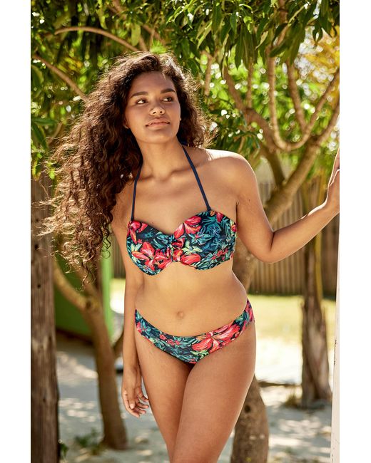Mountain Warehouse Green 'Docks' Printed Tie Front Bikini Top Summer Beach Swimwear