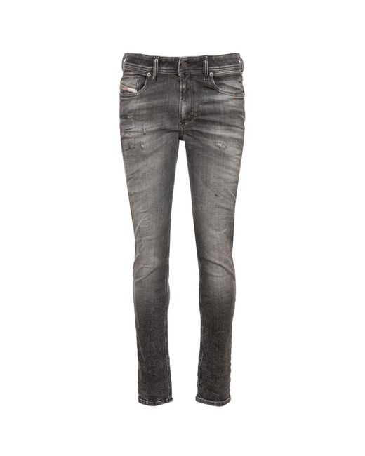DIESEL Gray Sleenker Fadeded Faded Denim Jeans for men