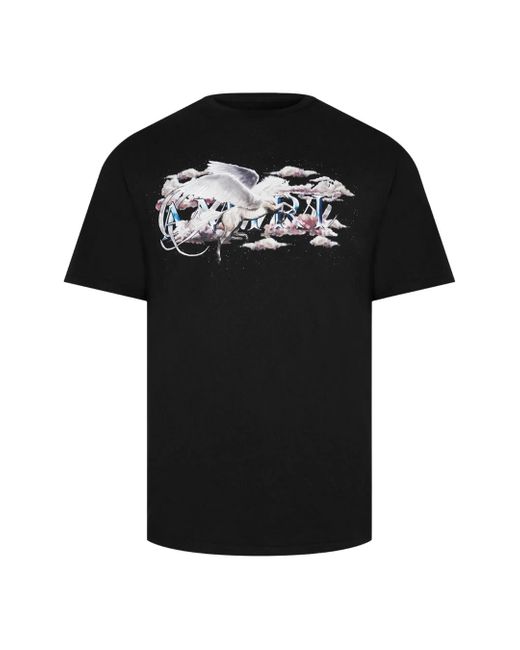 Amiri Pegasus Script Logo Zwart T-shirt in het Black voor heren
