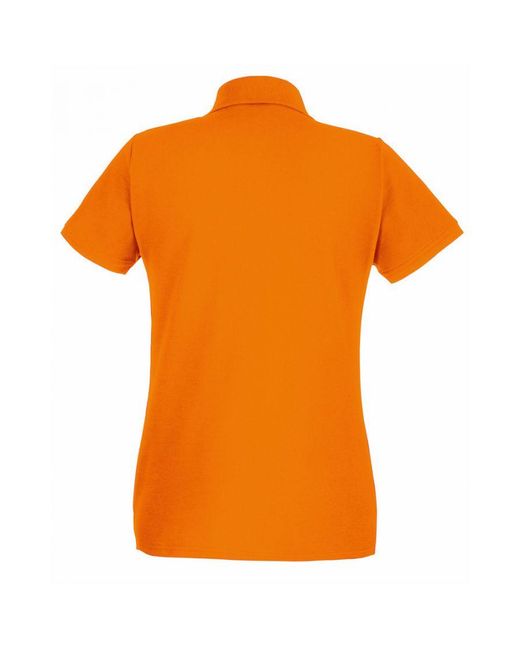 Fruit Of The Loom Orange Ladies Lady-Fit Premium Short Sleeve Polo Shirt Cotton