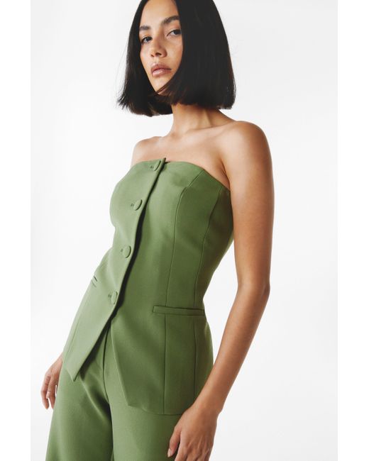 Nasty Gal Green Tailored Co-Ord Corset Split Hem Top