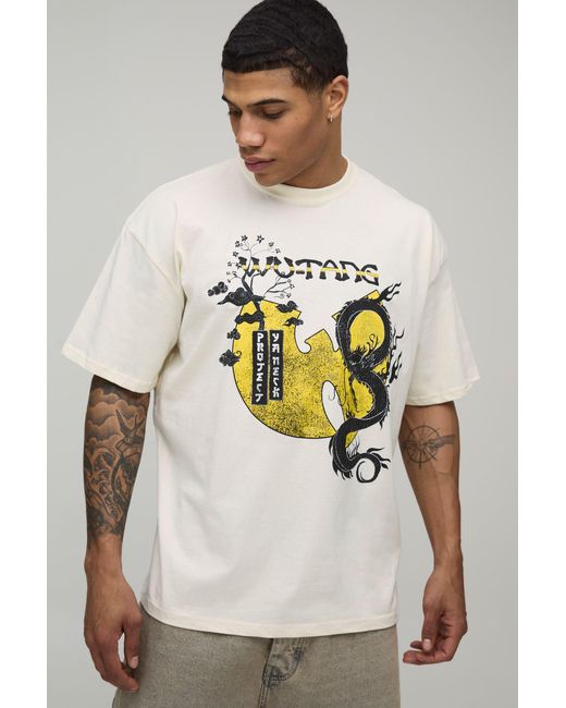 BoohooMAN Natural Wu-Tang Oversized License Print T-Shirt for men