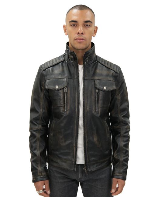 Infinity Leather Black Vintage Biker Jacket-Cape Town for men
