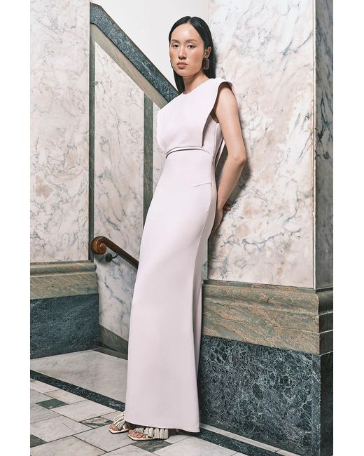 Karen Millen Pink Compact Stretch Viscose Maxi Dress