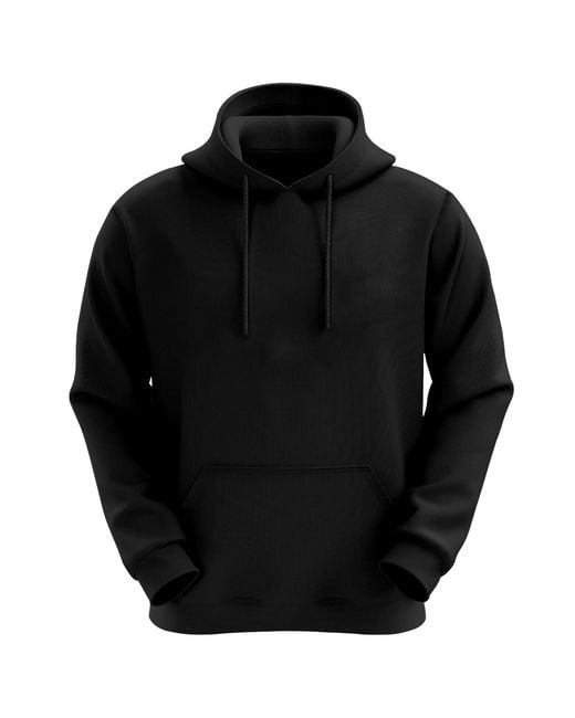 VR2 Denim Black Plain Hoodie Long Sleeve Pullover for men