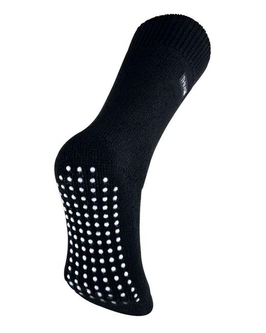 THMO Blue Thermal Fleece Lined Slipper Socks With Non Slip Grips for men