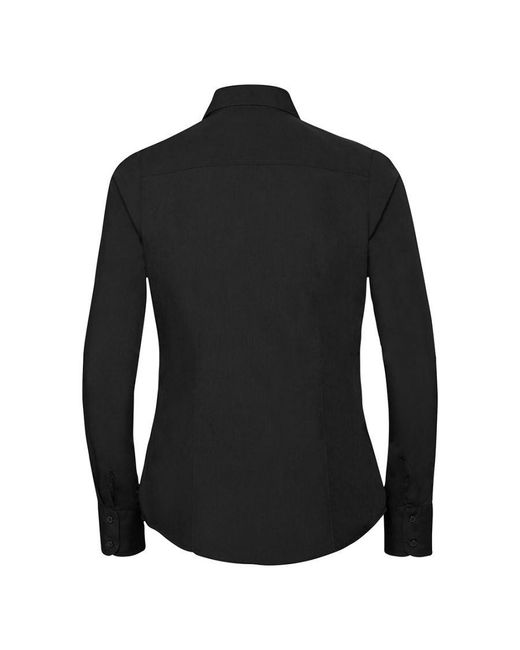 Russell Black Collection Ladies/ Long Sleeve Poly-Cotton Easy Care Fitted Poplin Shirt