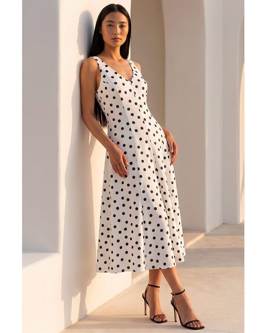 Roman Pink Polka Dot Premium Stretch Midi Dress