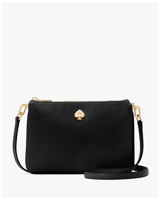 Kate Spade Black Kayla Pebbled Leather Small Triple Compartment Crossbody
