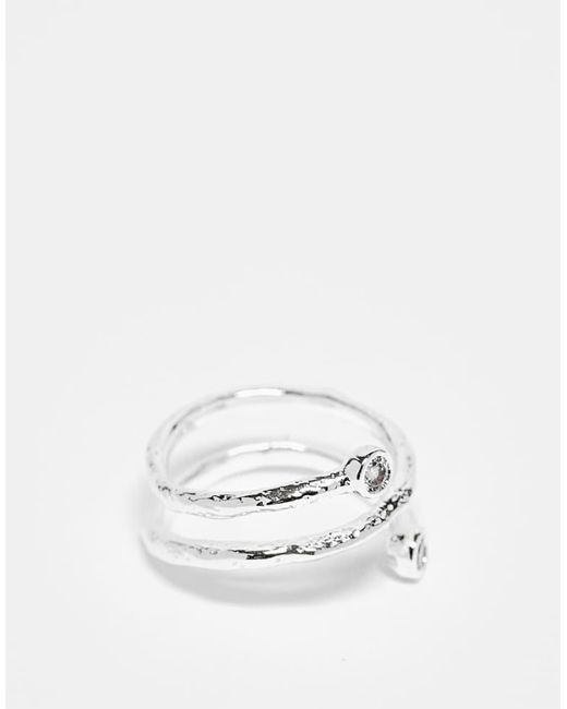 Orelia White Motel Crystal Wrap Ring