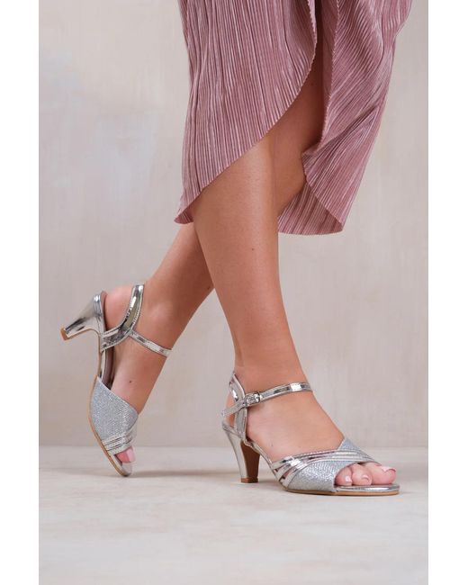 Where's That From Metallic Wheres 'Portugal' Wide Fit Low Heel Sandals Buckle Ankle Strap