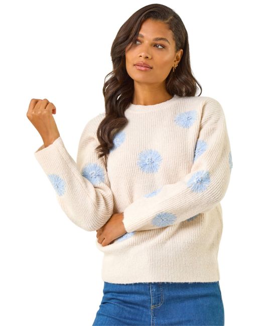 Roman White Scattered Flower Knit Jumper