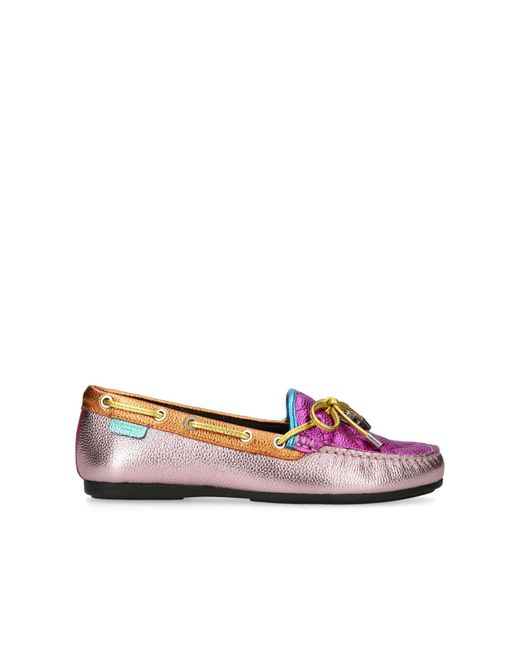 Kurt Geiger Purple Flat Shoe Combination Leather Eagle Moccasin